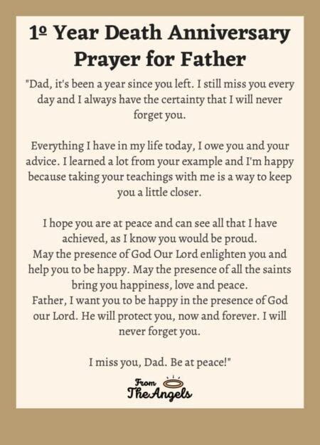 1st year death anniversary prayer.